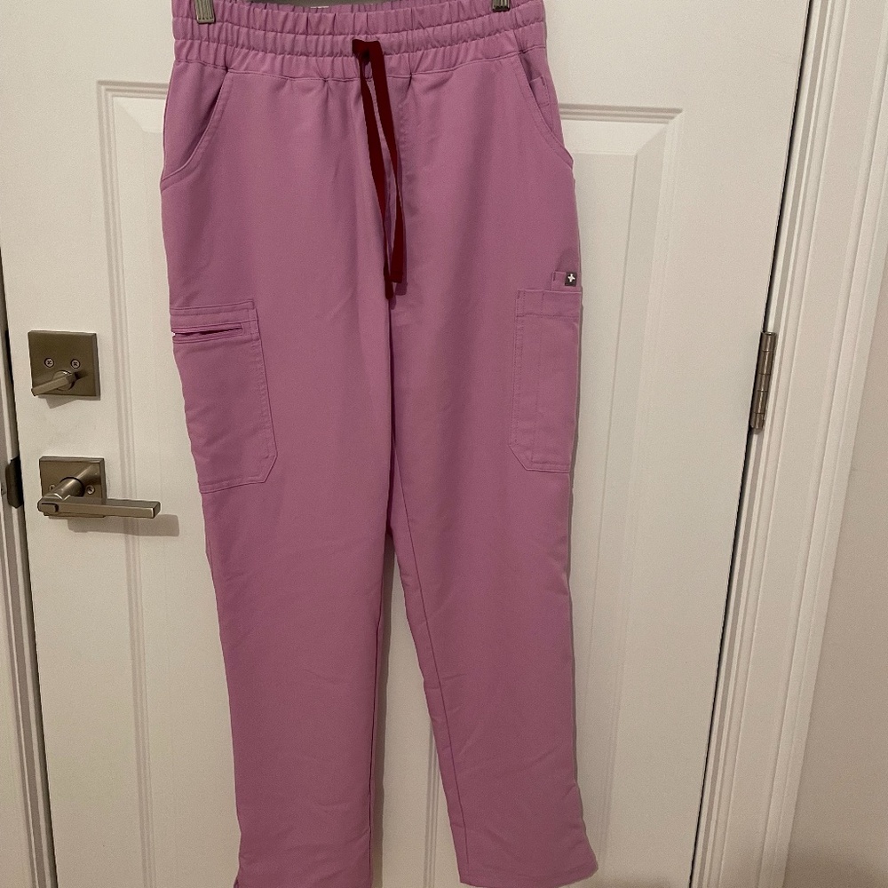 Figs Chalk Pink High-Waisted Zamora Pants (Petite S)